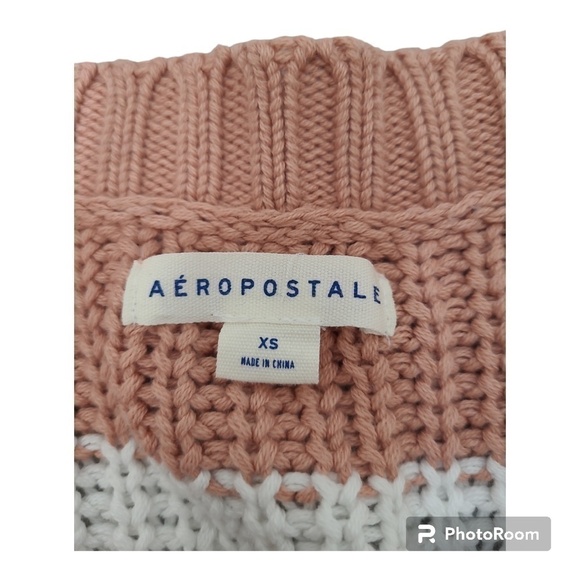 Aeropostale V Neck Cropped Stripped Color Block Knit Sweater Size X Small - Picture 4 of 8